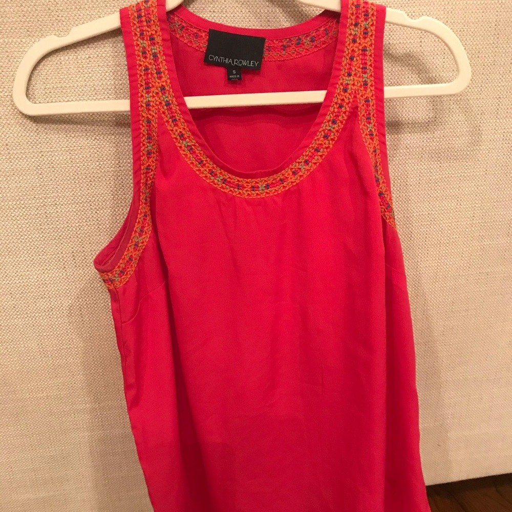 Hot pink tank with detailing